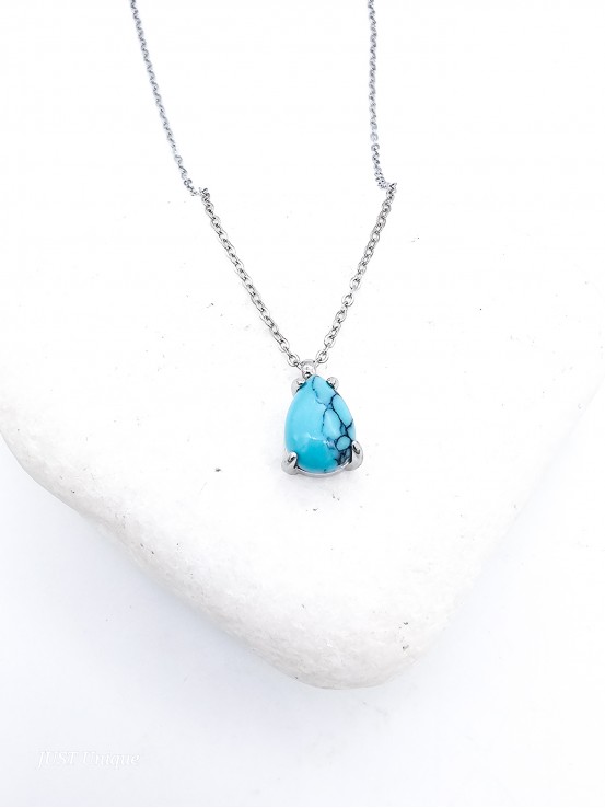 Κολιέ Turquoise Tear  ασημί