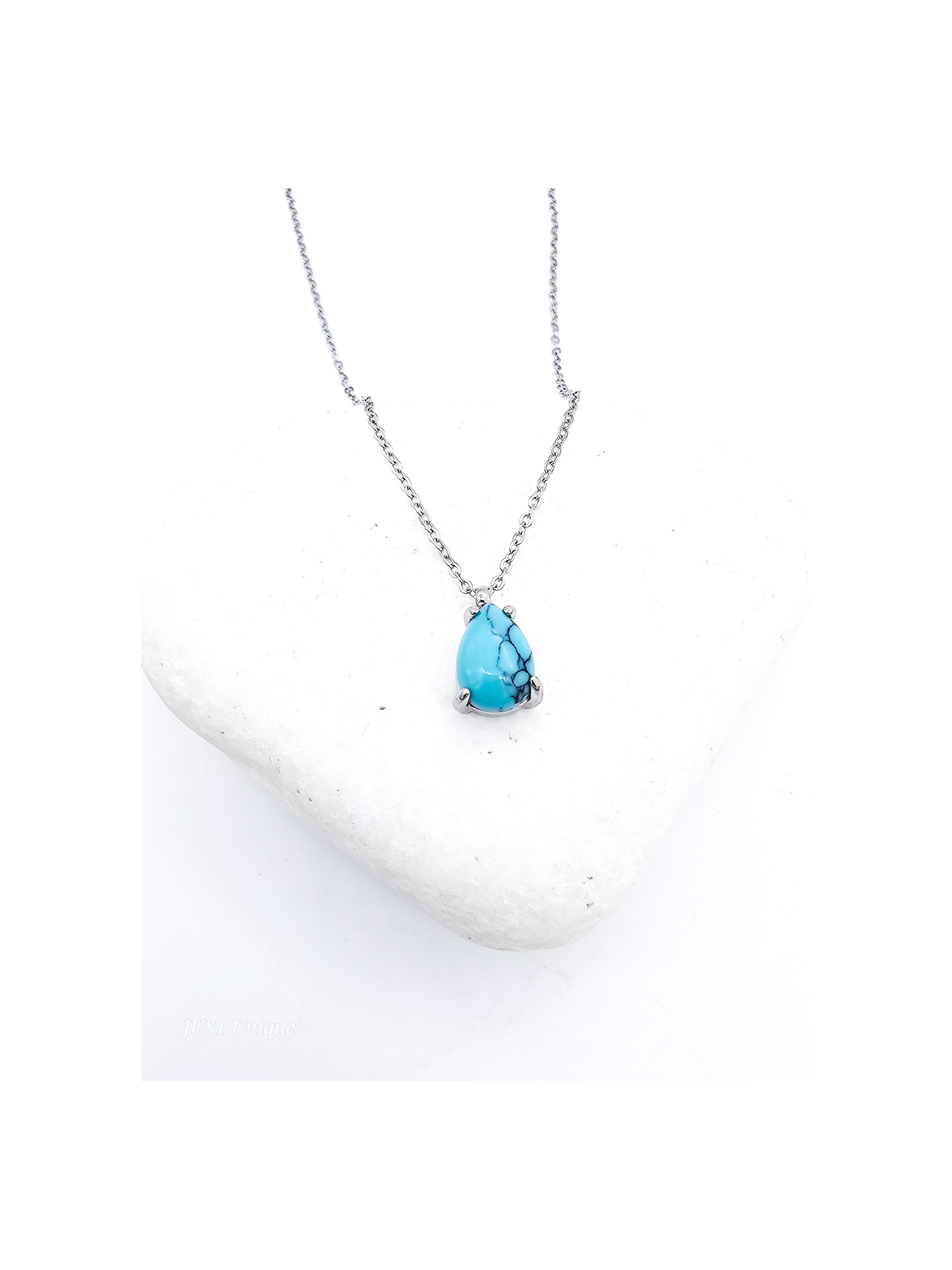 Κολιέ Turquoise Tear  ασημί