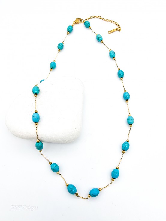 Κολιέ Turquoise Balls χρυσό