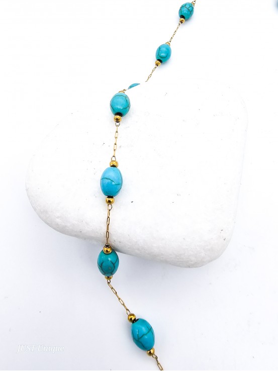 Κολιέ Turquoise Balls χρυσό