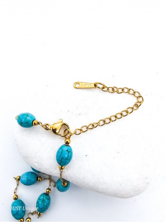 Κολιέ Turquoise Balls χρυσό