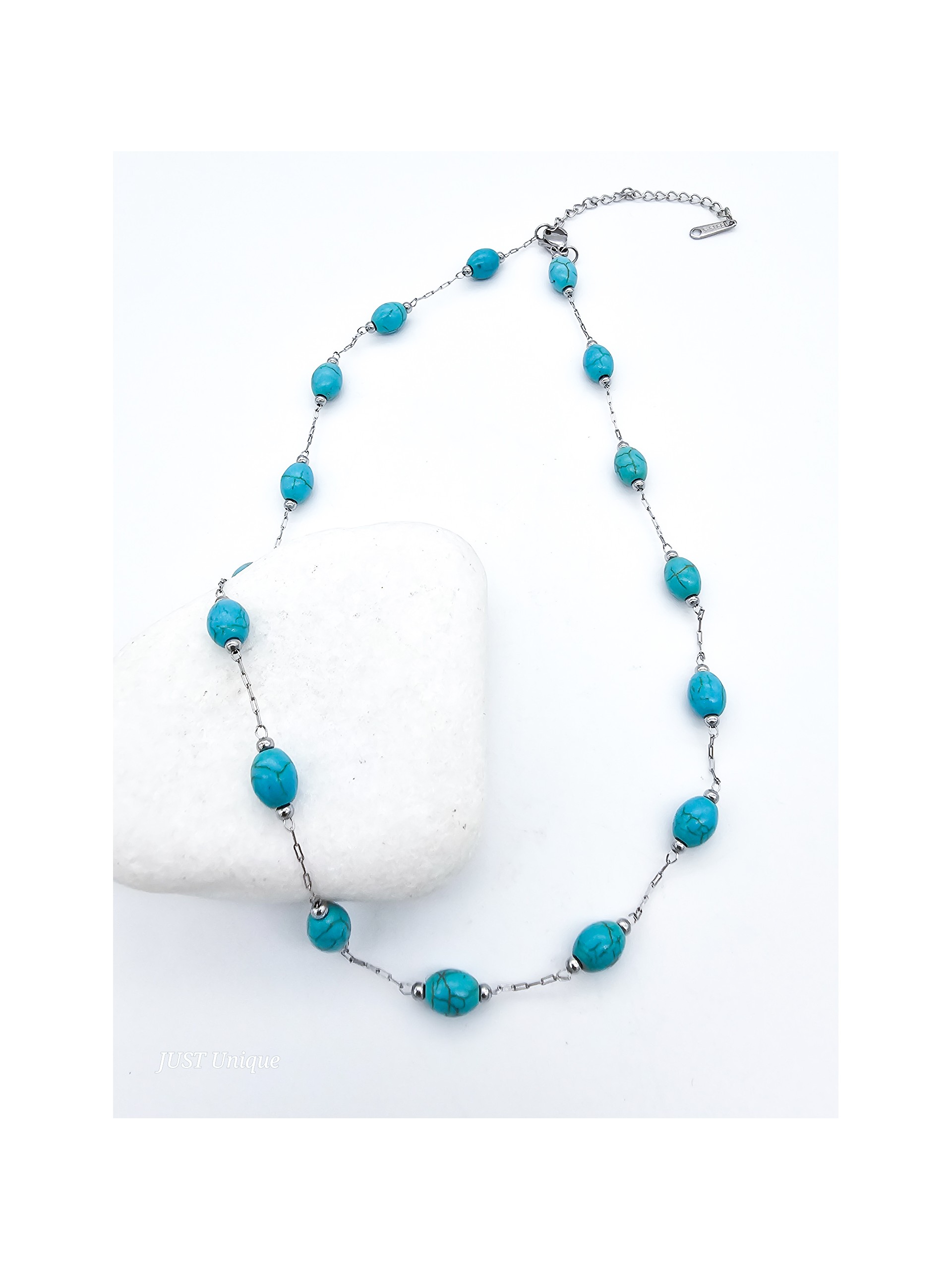 Κολιέ Turquoise Balls ασημί