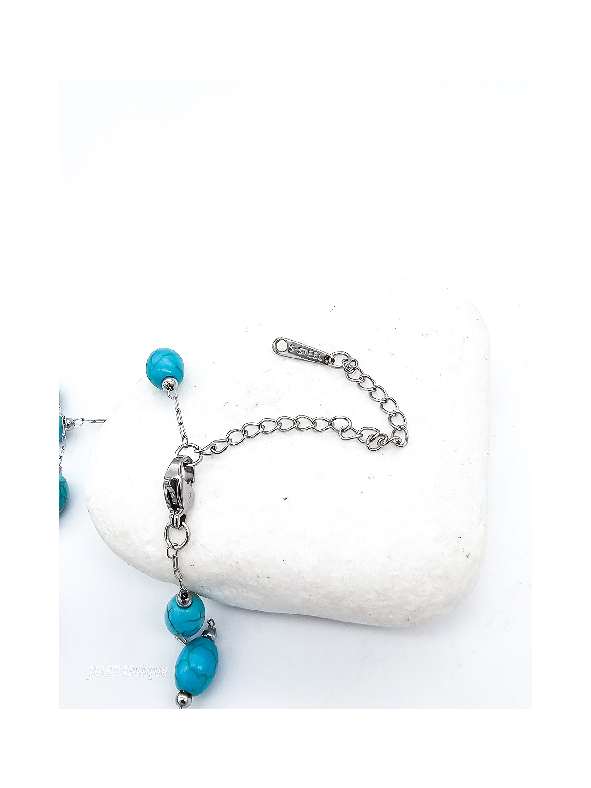 Κολιέ Turquoise Balls ασημί