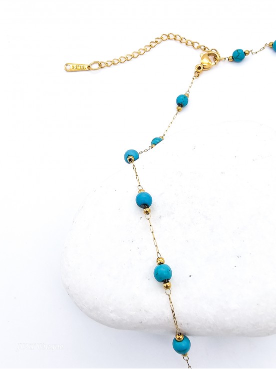 Κολιέ Turquoise Μini Balls χρυσό