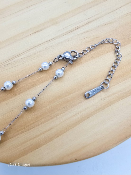 Κολιέ Μini Pearl Balls ασημί