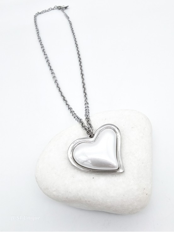 Κολιέ Pearl Heart ασημί