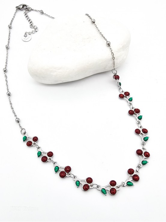 Κολιέ Juicy Cherries ασημί