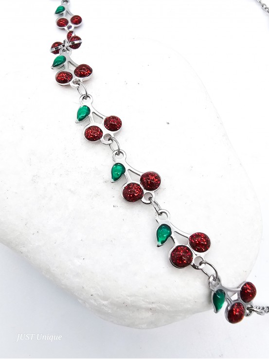Κολιέ Juicy Cherries ασημί