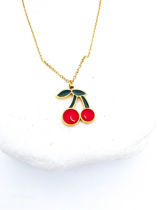 Κολιέ Red Cherry χρυσό