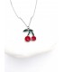 Κολιέ Red Cherry ασημί
