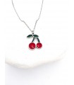 Κολιέ Red Cherry ασημί