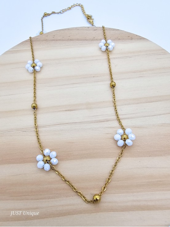 Κολιέ Crystal Daisies λευκό
