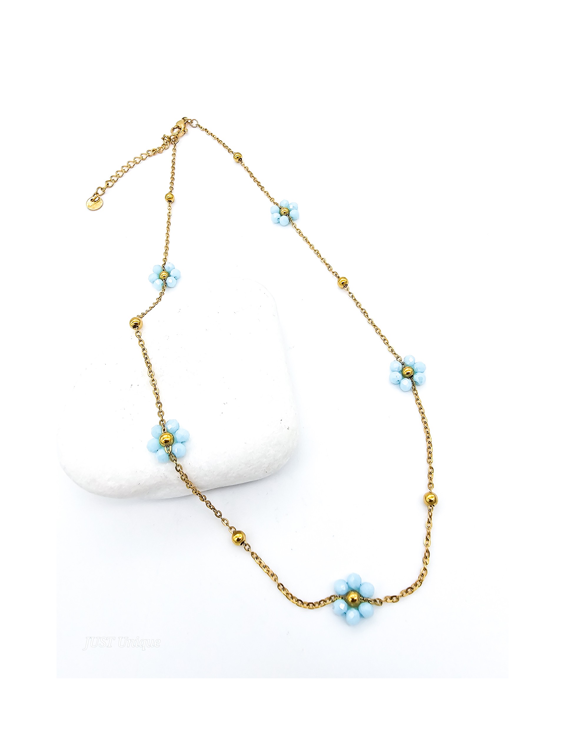 Κολιέ Crystal Daisies γαλάζιο