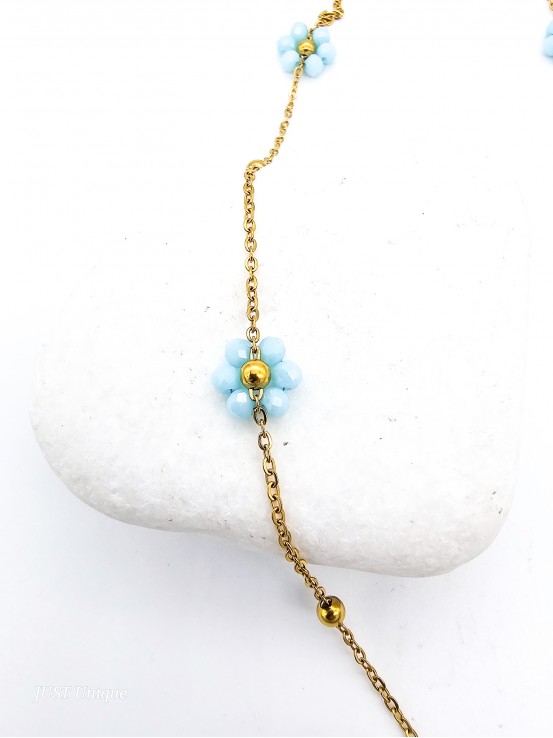 Κολιέ Crystal Daisies γαλάζιο