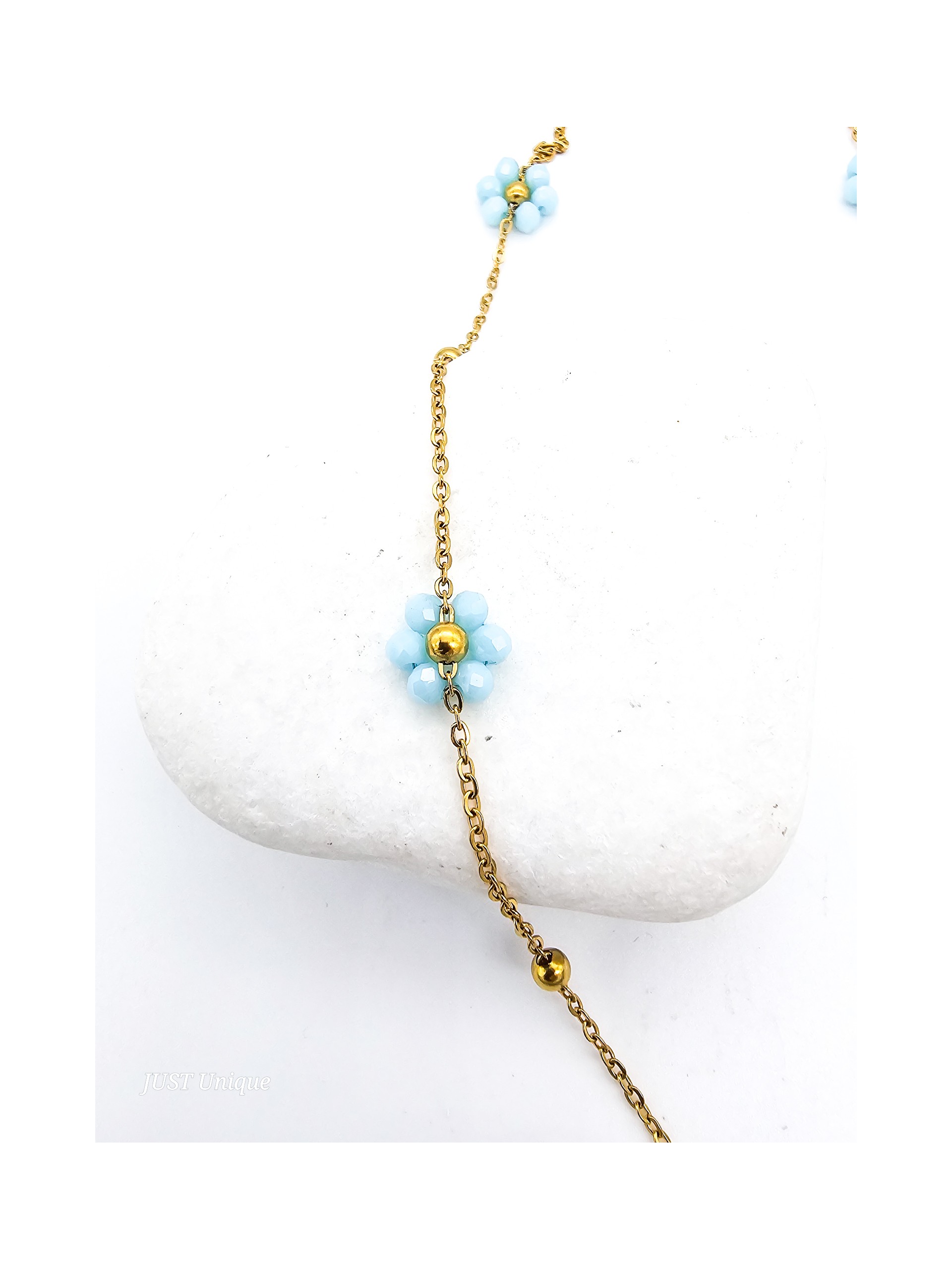 Κολιέ Crystal Daisies γαλάζιο