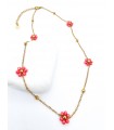 Κολιέ Crystal Daisies κοραλί
