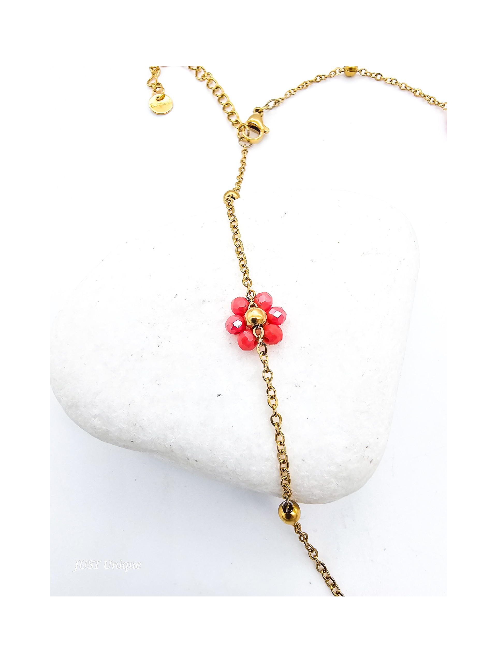 Κολιέ Crystal Daisies κοραλί