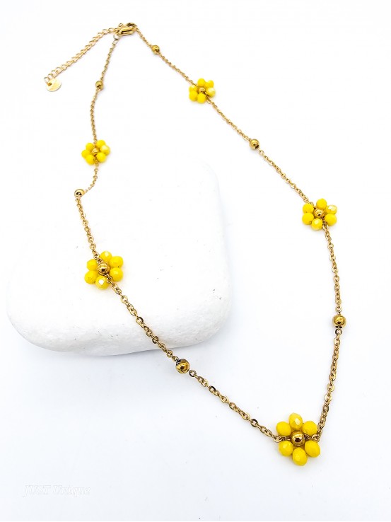 Κολιέ Crystal Daisies κίτρινο