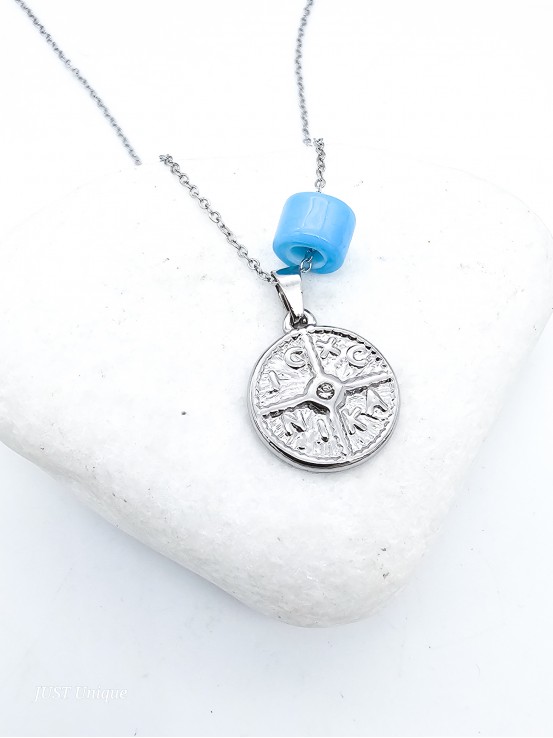 Κολιέ Κωνσταντινάτο Blue Round ασημί