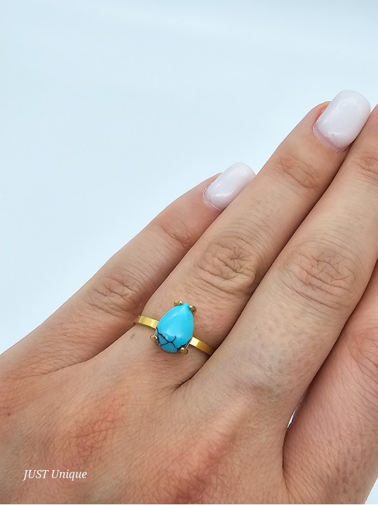 Δαχτυλίδι Turquoise Tear χρυσό