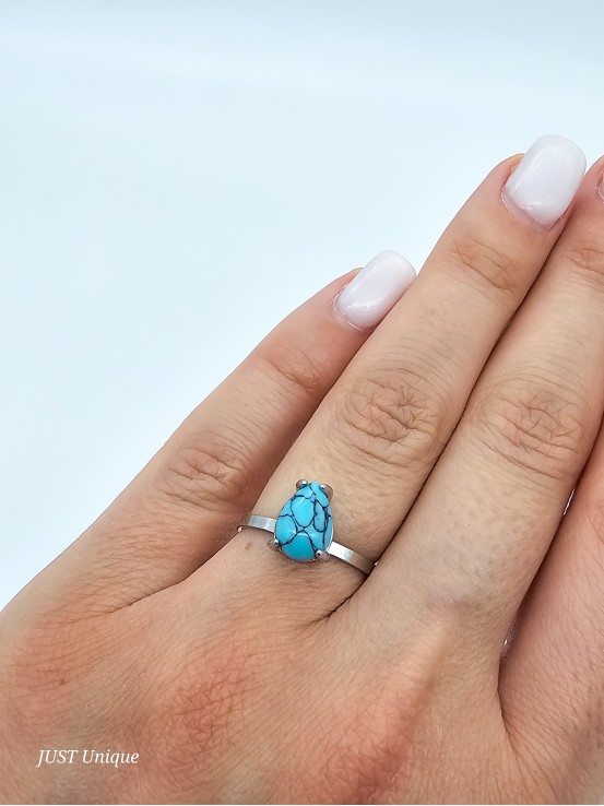 Δαχτυλίδι Turquoise Tear ασημί