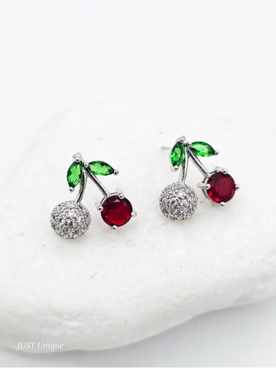 Σκουλαρίκια Cherry Strass ασημί