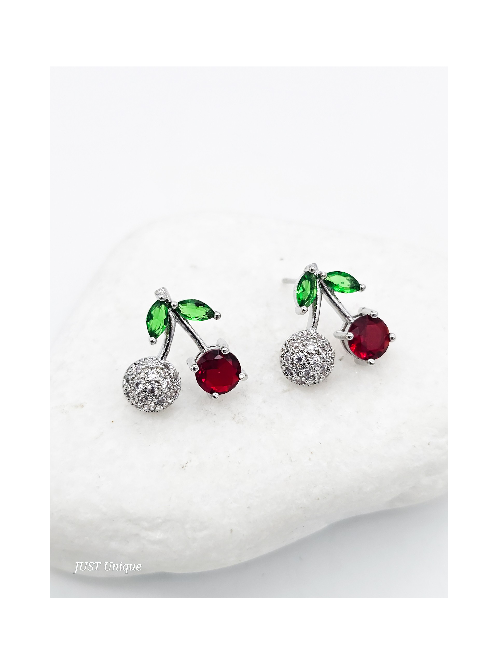 Σκουλαρίκια Cherry Strass ασημί