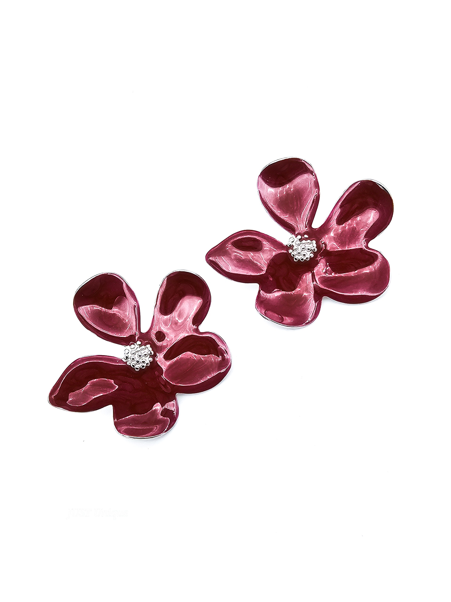 Σκουλαρίκια Fleur Rouge ασημί