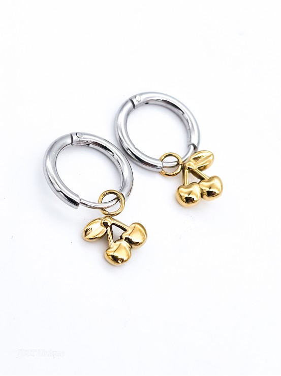 Σκουλαρίκια Mini Cherries δίχρωμα