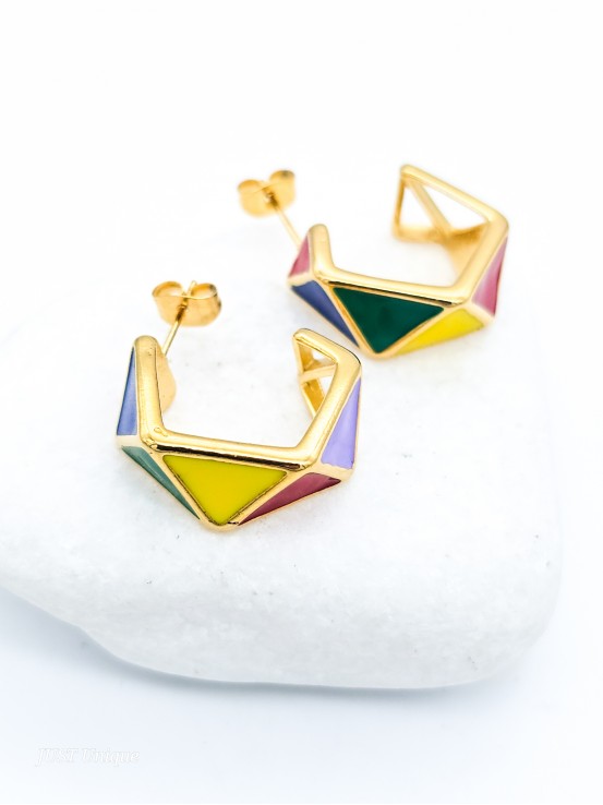 Σκουλαρίκια Multicolored Triangles