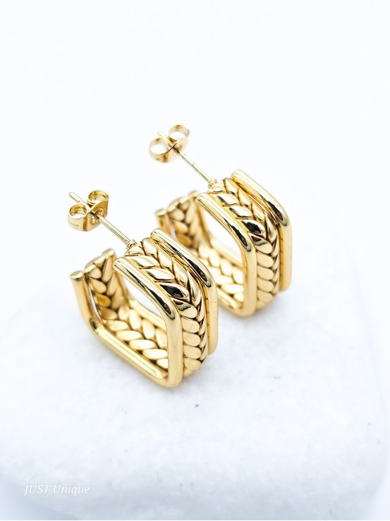 Σκουλαρίκια Square Braid χρυσά